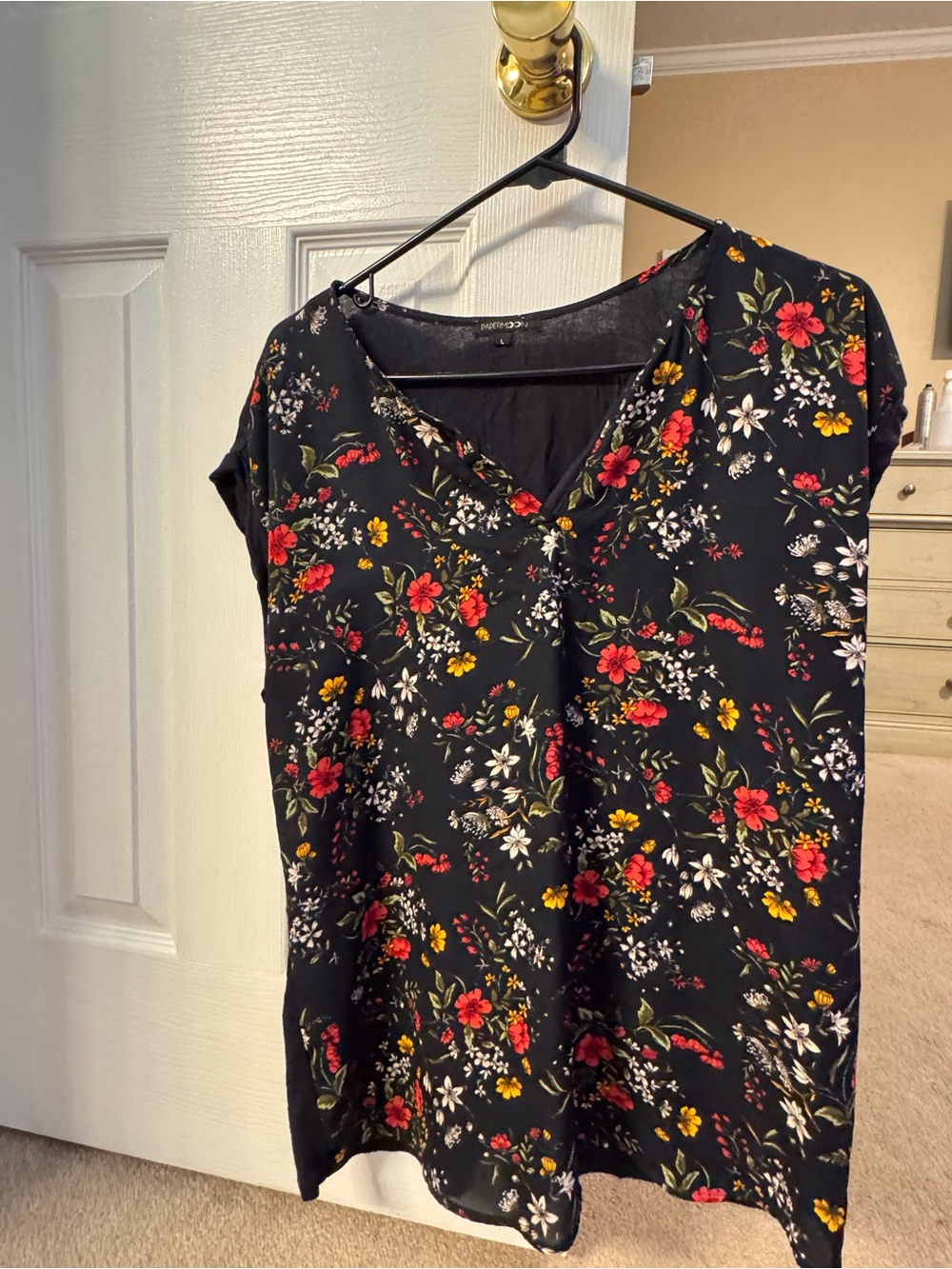 Papermoon Navy Top with Small Red & Yellow Accents